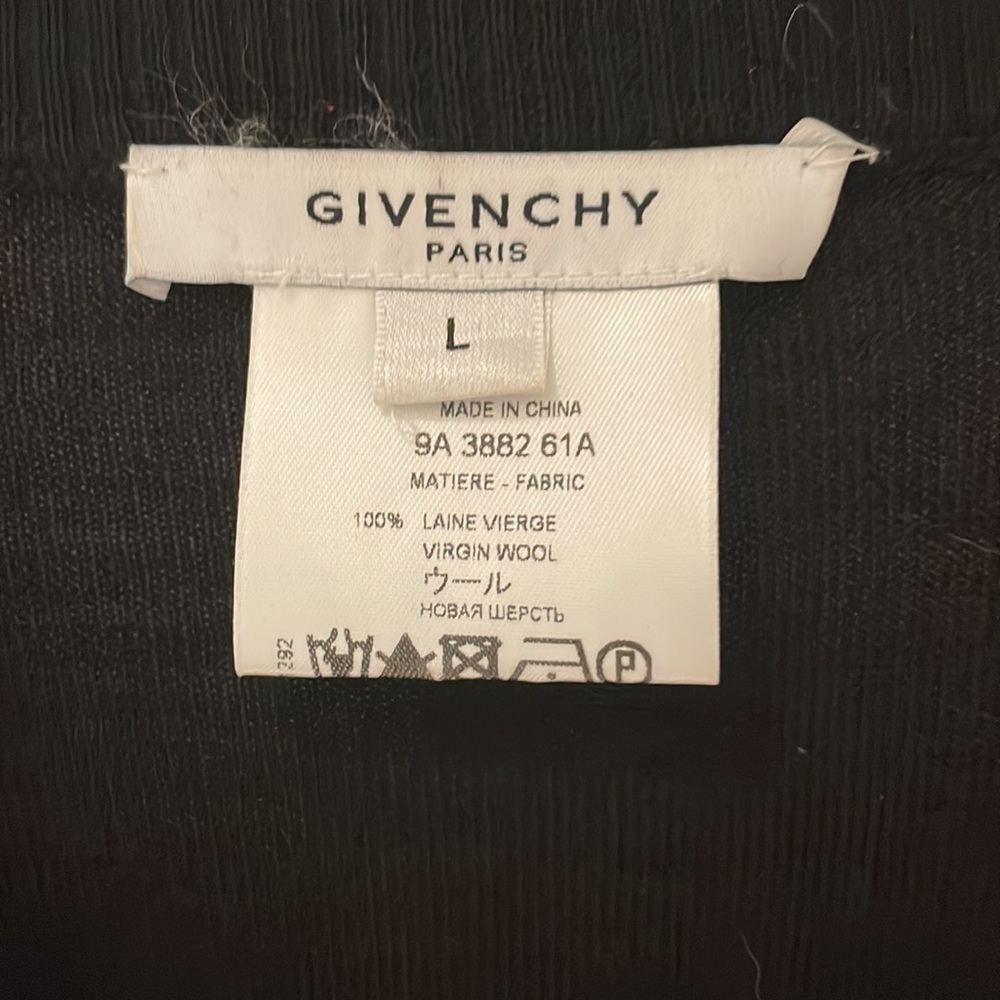 Open front black cardigan sweater with rib detail size large Givenchy paris - Picture 4 of 6